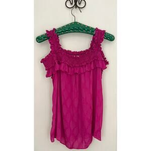 Anthropologie Ruffle Cold Shoulder Top sz S